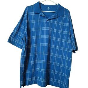 Dockers Golf Men's XL Blue Plaid Short Sleeve Collared Polo Shirt Pullover